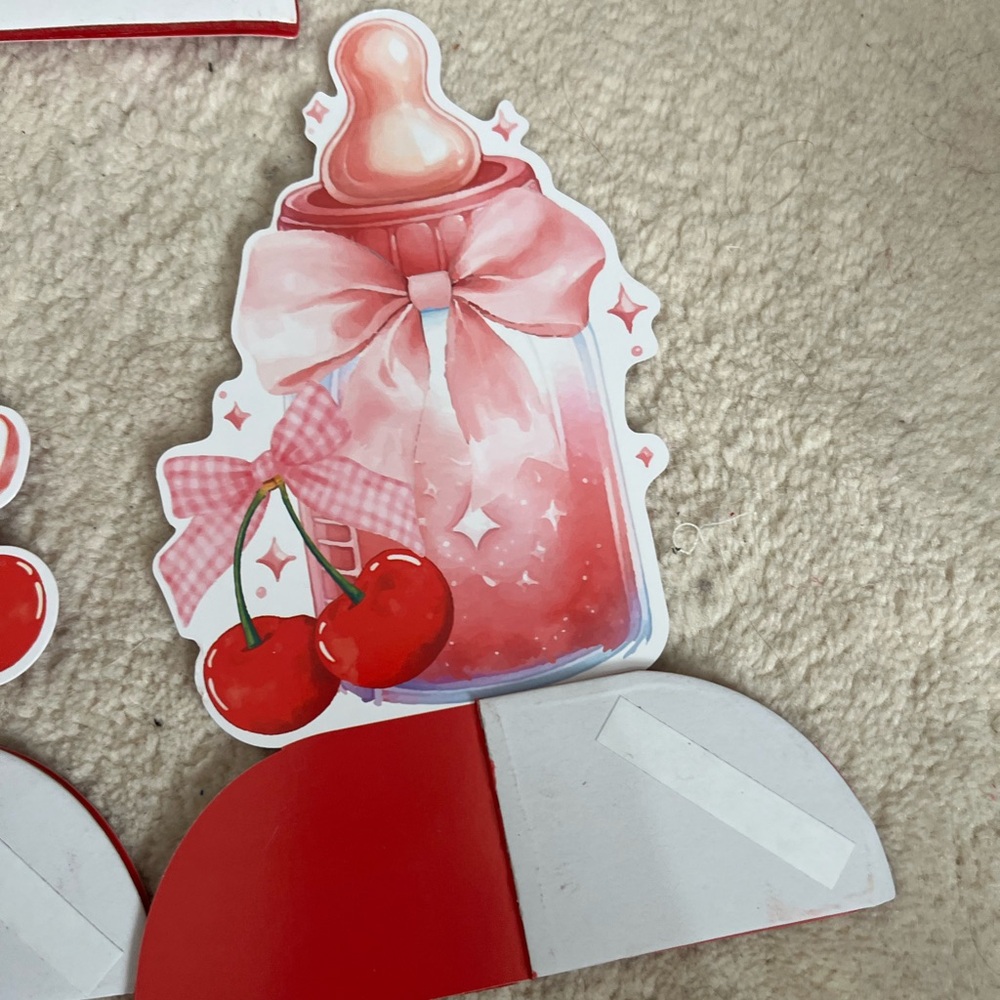 Baby Shower Decoration Set of 6 Cherry Theme Centerpieces - Picture 5 of 8